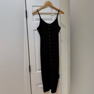 Forever 21 Black Button-Front Midi Dress